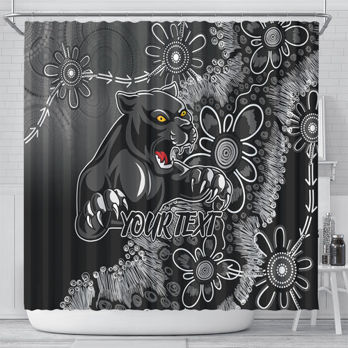 Personalised Panthers NAIDOC Week 2024 Shower Curtain Aboriginal Fire Burning Sparks
