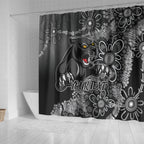 Personalised Panthers NAIDOC Week 2024 Shower Curtain Aboriginal Fire Burning Sparks