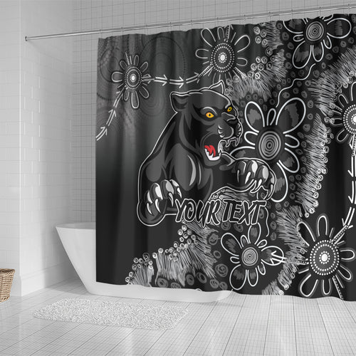 Personalised Panthers NAIDOC Week 2024 Shower Curtain Aboriginal Fire Burning Sparks