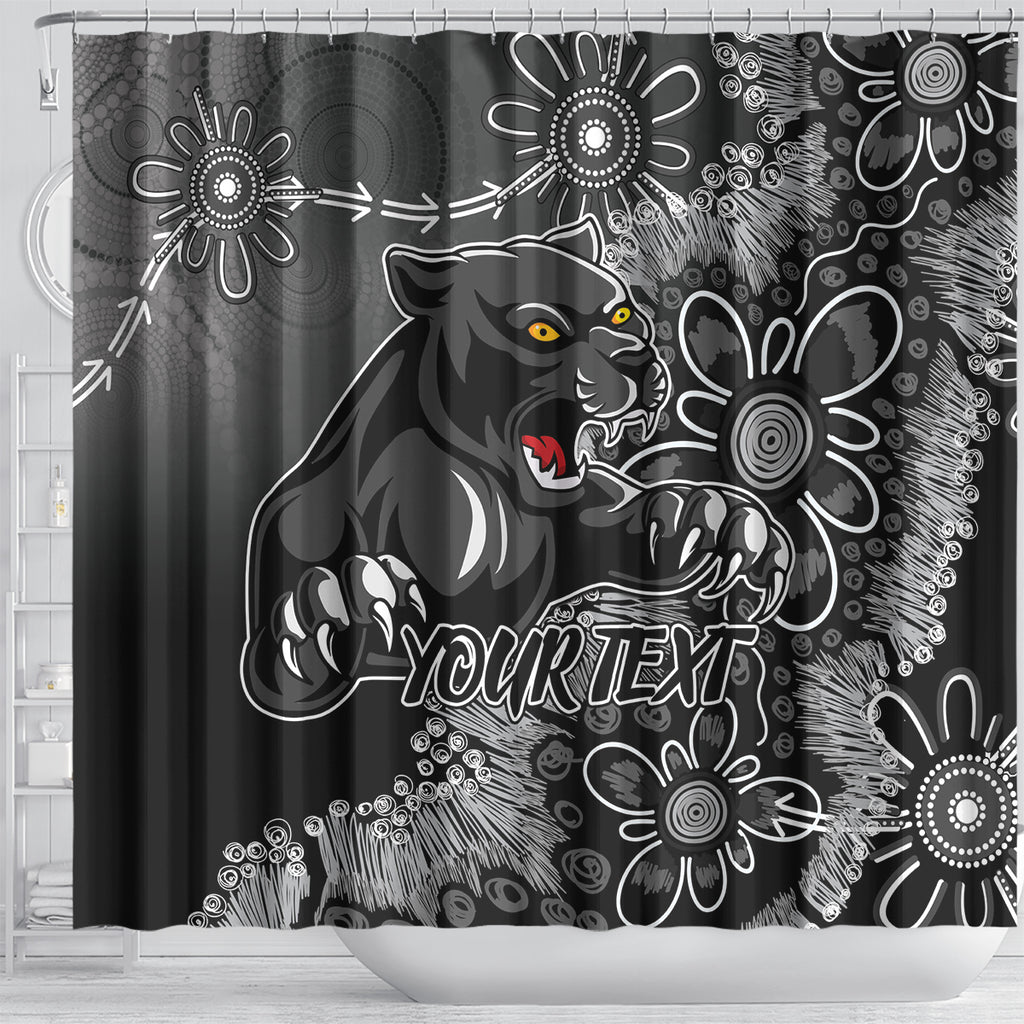 Personalised Panthers NAIDOC Week 2024 Shower Curtain Aboriginal Fire Burning Sparks