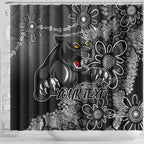Personalised Panthers NAIDOC Week 2024 Shower Curtain Aboriginal Fire Burning Sparks