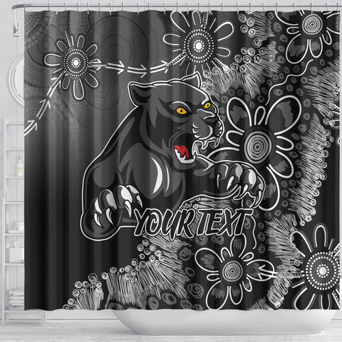 Personalised Panthers NAIDOC Week 2024 Shower Curtain Aboriginal Fire Burning Sparks