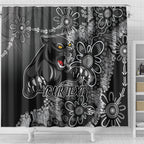 Personalised Panthers NAIDOC Week 2024 Shower Curtain Aboriginal Fire Burning Sparks