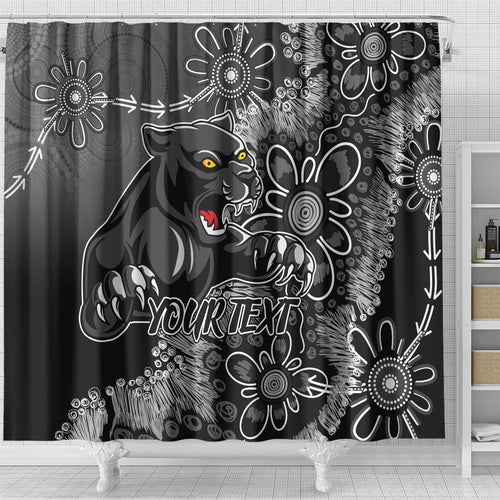Personalised Panthers NAIDOC Week 2024 Shower Curtain Aboriginal Fire Burning Sparks