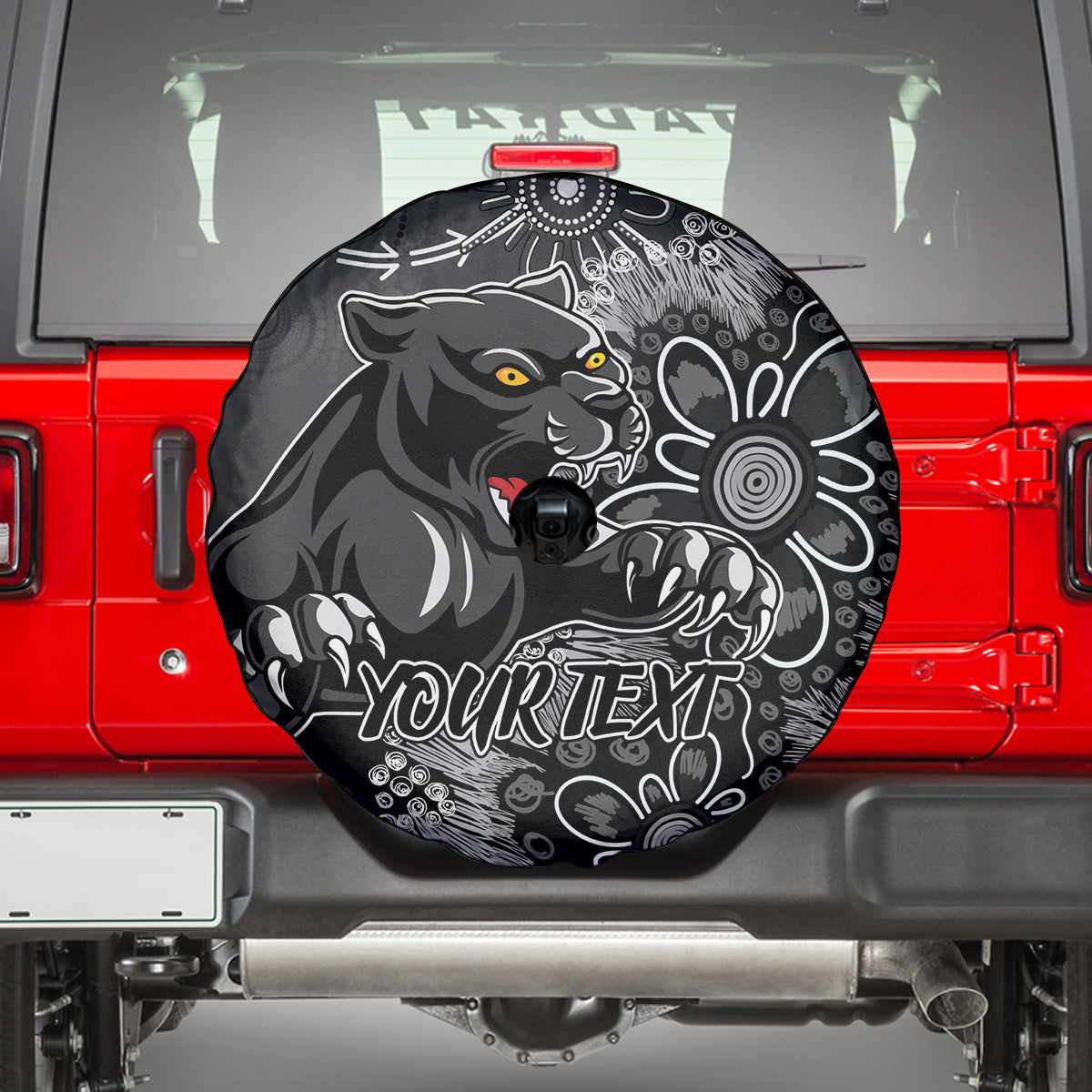 Personalised Panthers NAIDOC Week 2024 Spare Tire Cover Aboriginal Fire Burning Sparks