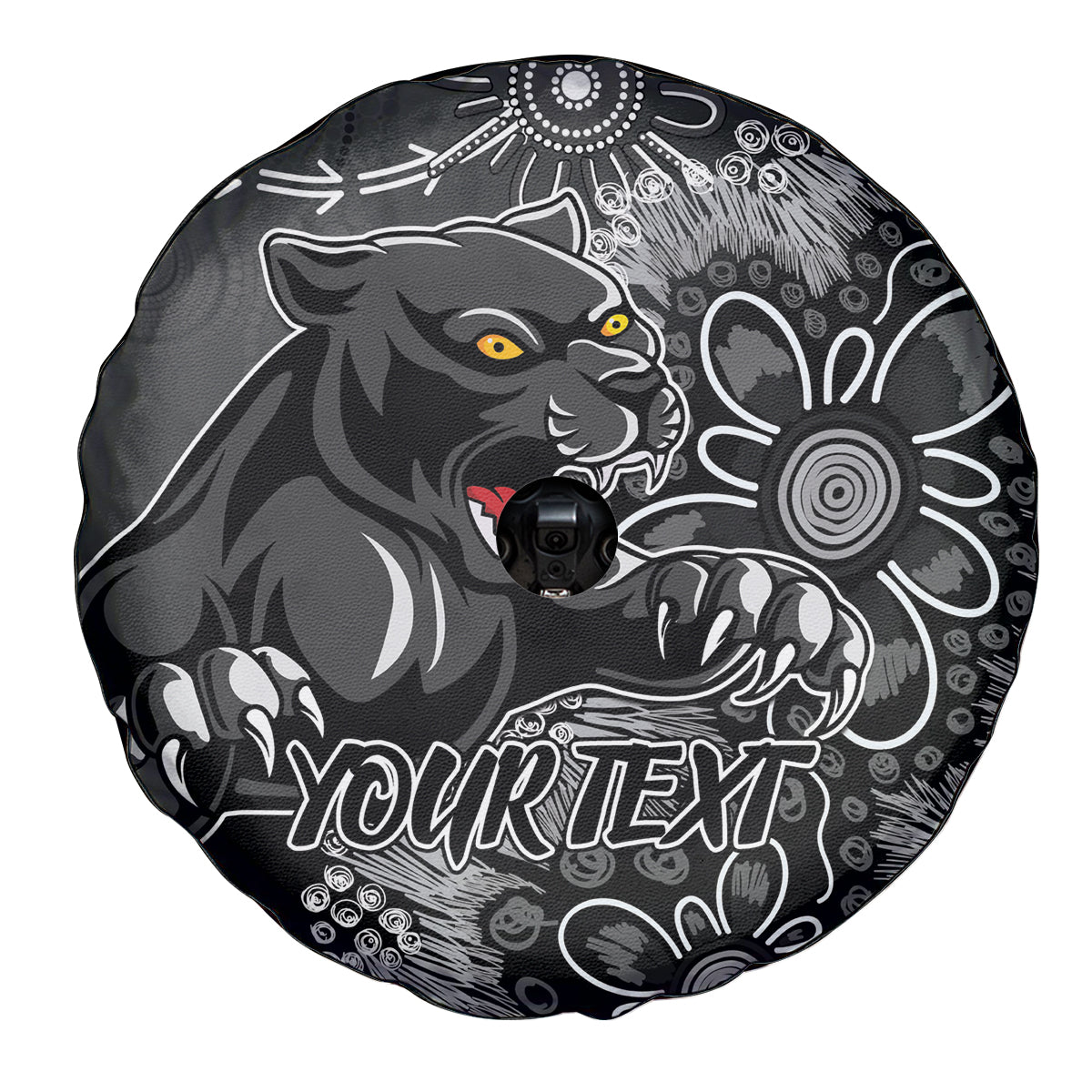 Personalised Panthers NAIDOC Week 2024 Spare Tire Cover Aboriginal Fire Burning Sparks