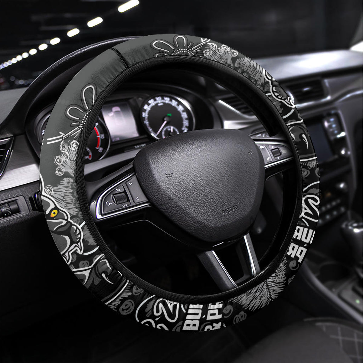 Panthers NAIDOC Week 2024 Steering Wheel Cover Aboriginal Fire Burning Sparks