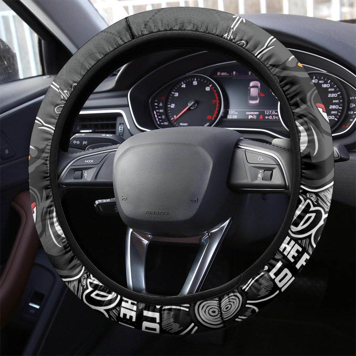 Panthers NAIDOC Week 2024 Steering Wheel Cover Aboriginal Fire Burning Sparks