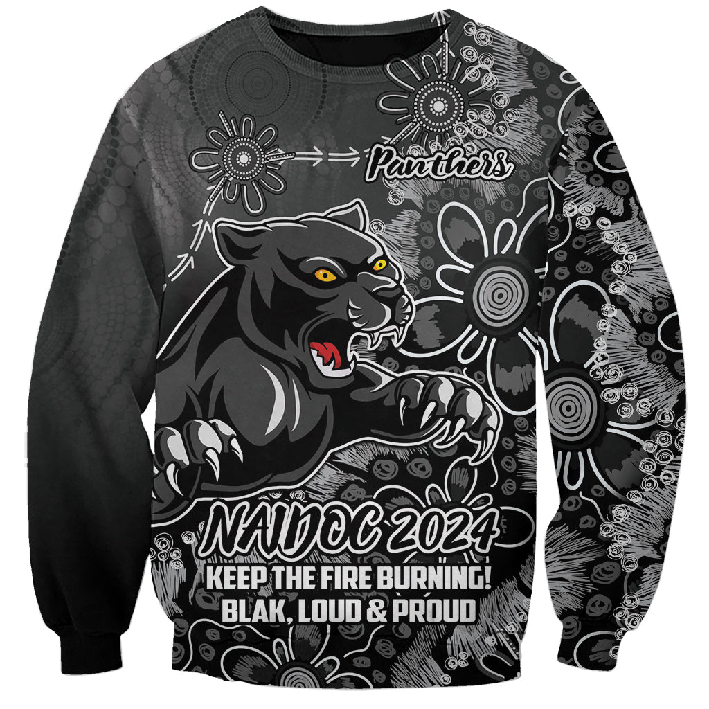 Personalised Panthers NAIDOC Week 2024 Sweatshirt Aboriginal Fire Burning Sparks