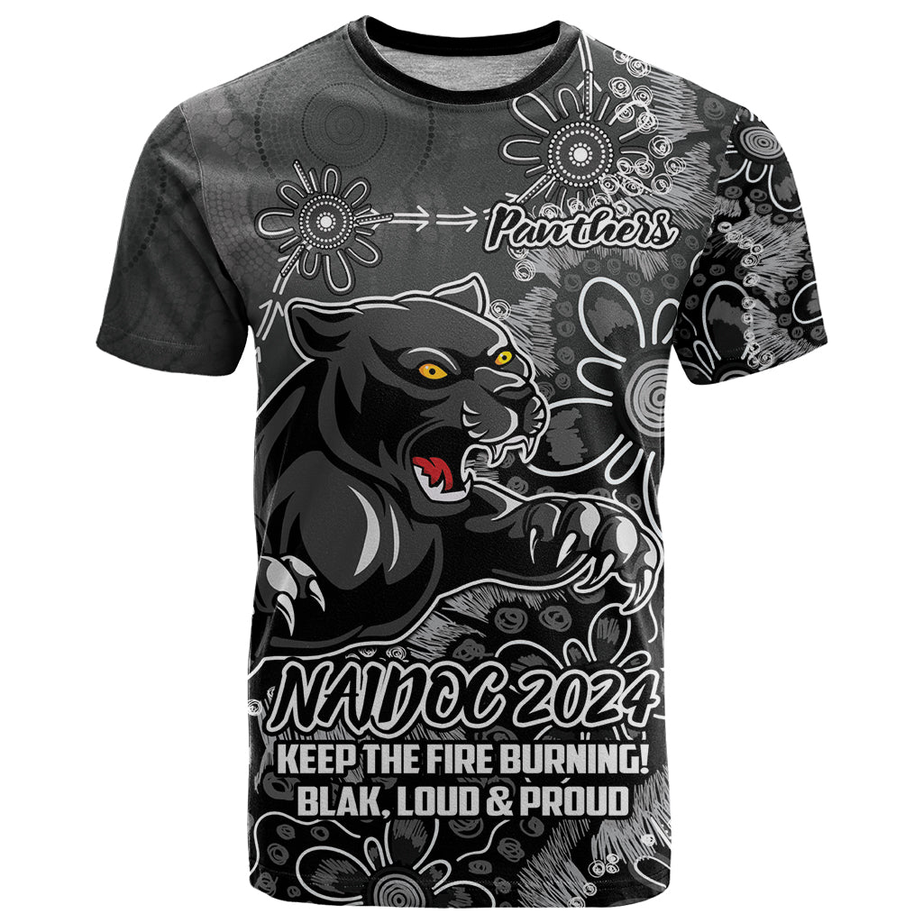 Personalised Panthers NAIDOC Week 2024 T Shirt Aboriginal Fire Burning Sparks