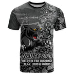 Personalised Panthers NAIDOC Week 2024 T Shirt Aboriginal Fire Burning Sparks