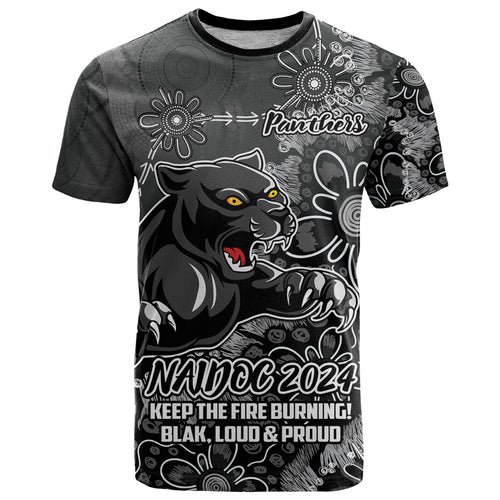 Personalised Panthers NAIDOC Week 2024 T Shirt Aboriginal Fire Burning Sparks