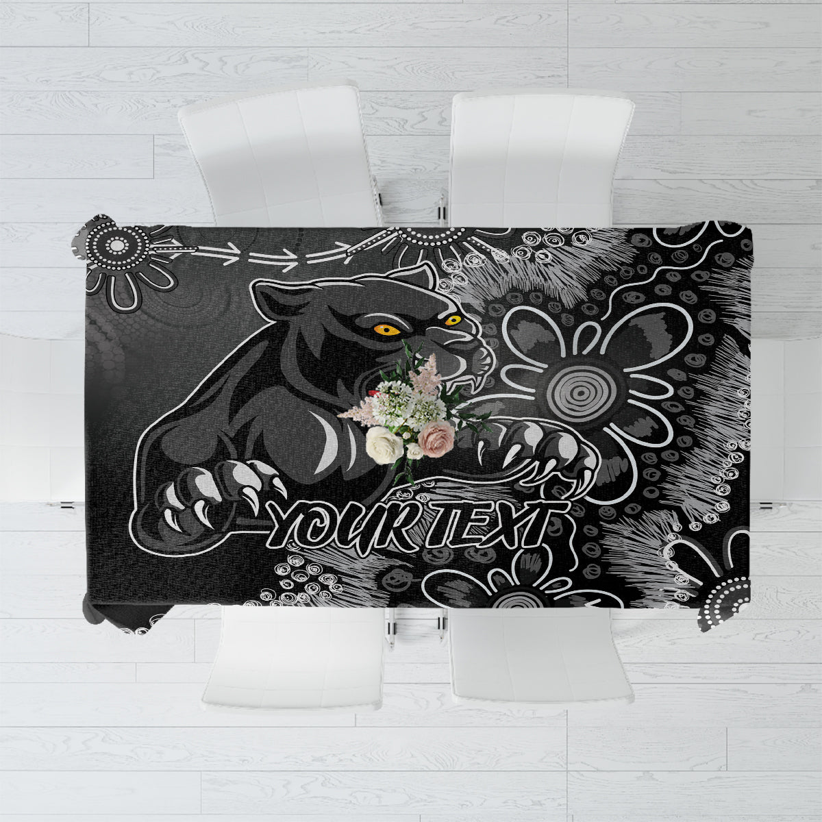 Personalised Panthers NAIDOC Week 2024 Tablecloth Aboriginal Fire Burning Sparks