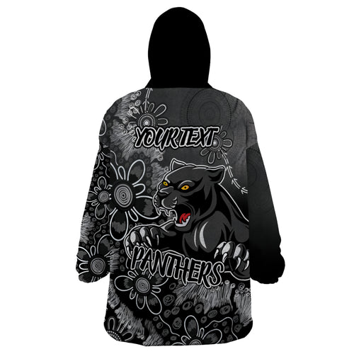 Personalised Panthers NAIDOC Week 2024 Wearable Blanket Hoodie Aboriginal Fire Burning Sparks