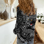 Personalised Panthers NAIDOC Week 2024 Women Casual Shirt Aboriginal Fire Burning Sparks