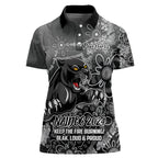 Personalised Panthers NAIDOC Week 2024 Women Polo Shirt Aboriginal Fire Burning Sparks