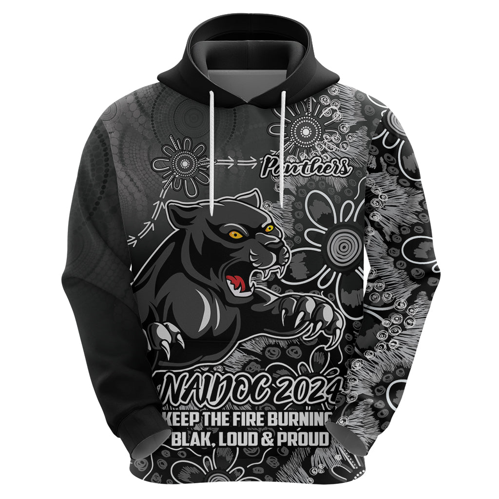 Personalised Panthers NAIDOC Week 2024 Zip Hoodie Aboriginal Fire Burning Sparks