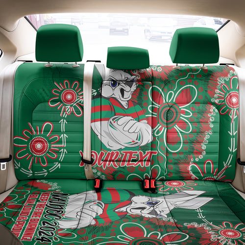 Personalised Rabbitohs NAIDOC Week 2024 Back Car Seat Cover Aboriginal Fire Burning Sparks