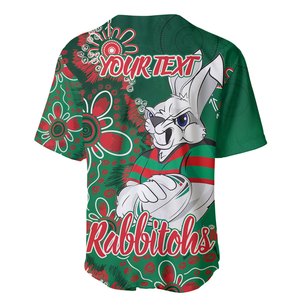 Personalised Rabbitohs NAIDOC Week 2024 Baseball Jersey Aboriginal Fire Burning Sparks