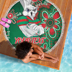 Personalised Rabbitohs NAIDOC Week 2024 Beach Blanket Aboriginal Fire Burning Sparks