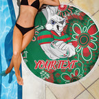 Personalised Rabbitohs NAIDOC Week 2024 Beach Blanket Aboriginal Fire Burning Sparks