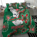 Personalised Rabbitohs NAIDOC Week 2024 Bedding Set Aboriginal Fire Burning Sparks