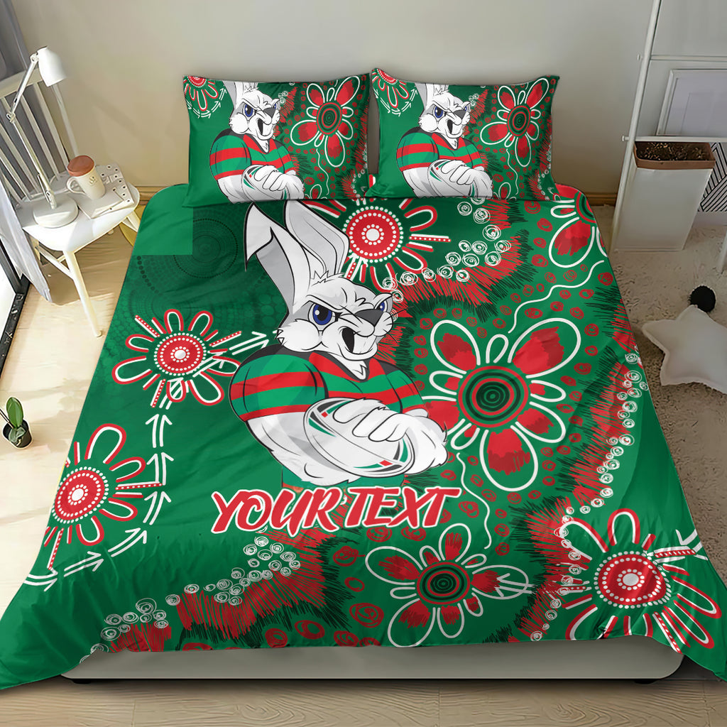 Personalised Rabbitohs NAIDOC Week 2024 Bedding Set Aboriginal Fire Burning Sparks