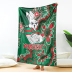 Personalised Rabbitohs NAIDOC Week 2024 Blanket Aboriginal Fire Burning Sparks
