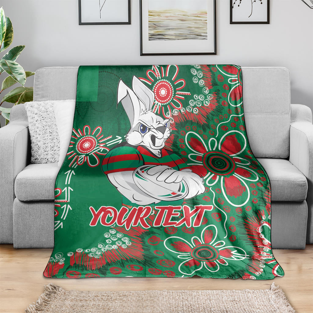 Personalised Rabbitohs NAIDOC Week 2024 Blanket Aboriginal Fire Burning Sparks