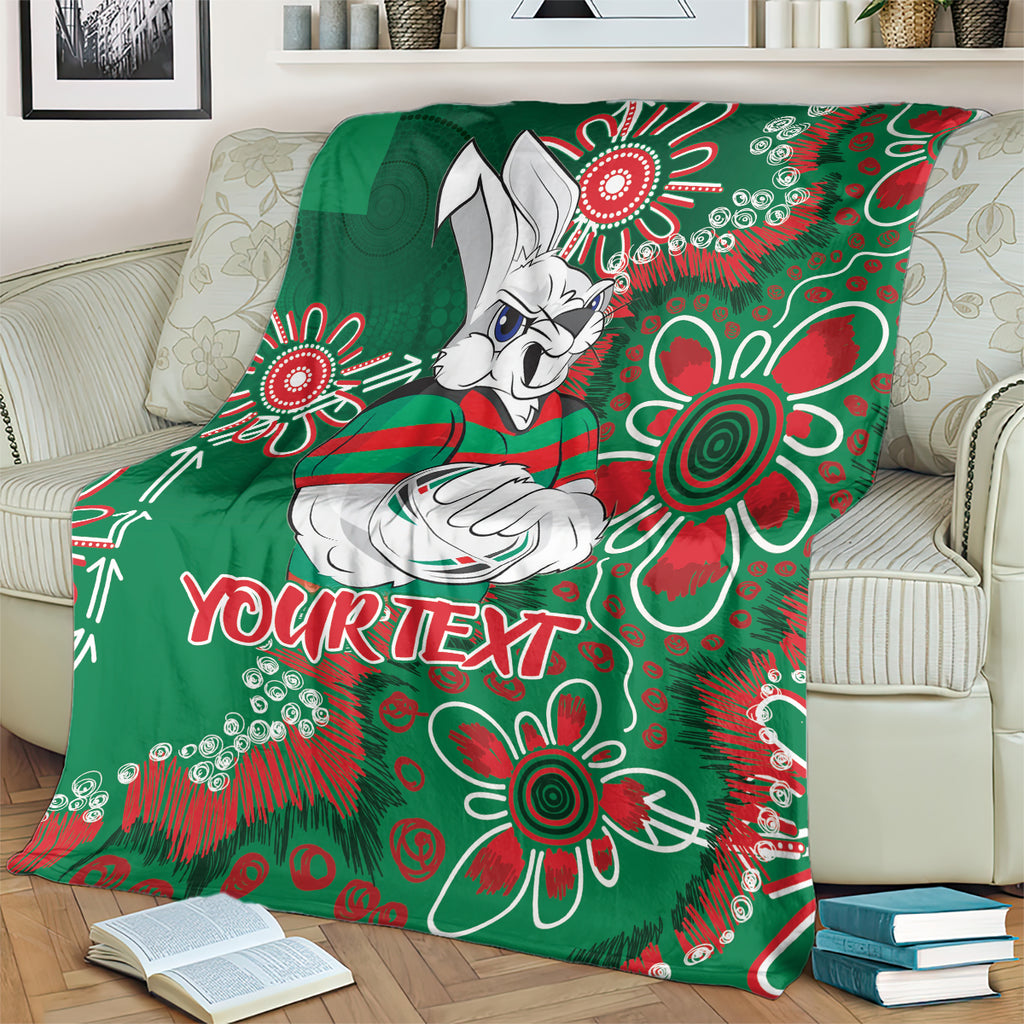 Personalised Rabbitohs NAIDOC Week 2024 Blanket Aboriginal Fire Burning Sparks
