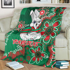 Personalised Rabbitohs NAIDOC Week 2024 Blanket Aboriginal Fire Burning Sparks