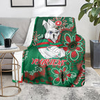 Personalised Rabbitohs NAIDOC Week 2024 Blanket Aboriginal Fire Burning Sparks