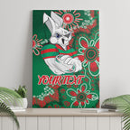 Personalised Rabbitohs NAIDOC Week 2024 Canvas Wall Art Aboriginal Fire Burning Sparks