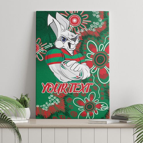 Personalised Rabbitohs NAIDOC Week 2024 Canvas Wall Art Aboriginal Fire Burning Sparks
