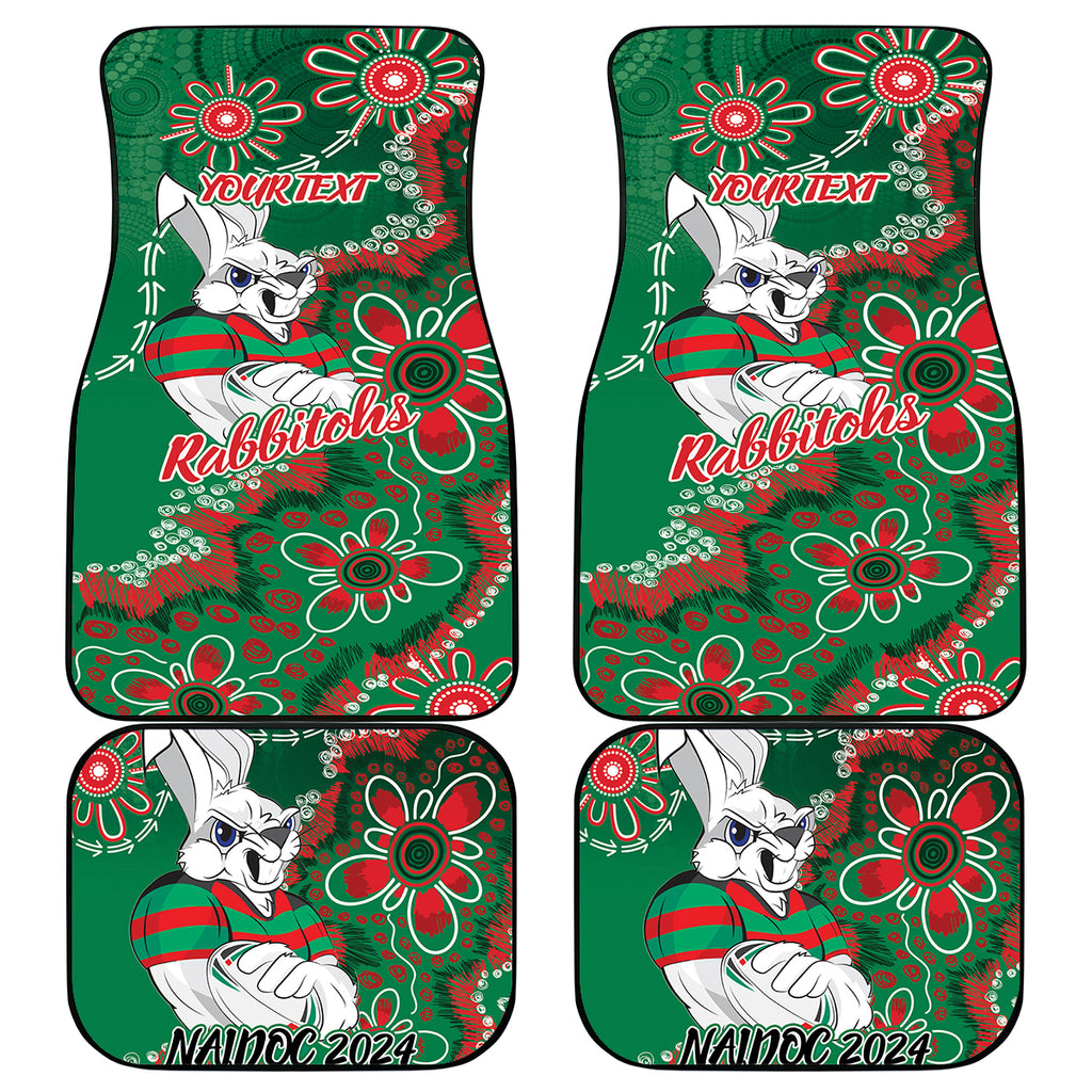 Personalised Rabbitohs NAIDOC Week 2024 Car Mats Aboriginal Fire Burning Sparks