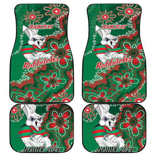 Personalised Rabbitohs NAIDOC Week 2024 Car Mats Aboriginal Fire Burning Sparks