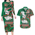 Personalised Rabbitohs NAIDOC Week 2024 Couples Matching Long Sleeve Bodycon Dress and Hawaiian Shirt Aboriginal Fire Burning Sparks