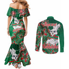 Personalised Rabbitohs NAIDOC Week 2024 Couples Matching Mermaid Dress and Long Sleeve Button Shirt Aboriginal Fire Burning Sparks