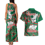 Personalised Rabbitohs NAIDOC Week 2024 Couples Matching Tank Maxi Dress and Hawaiian Shirt Aboriginal Fire Burning Sparks