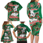 Personalised Rabbitohs NAIDOC Week 2024 Family Matching Long Sleeve Bodycon Dress and Hawaiian Shirt Aboriginal Fire Burning Sparks