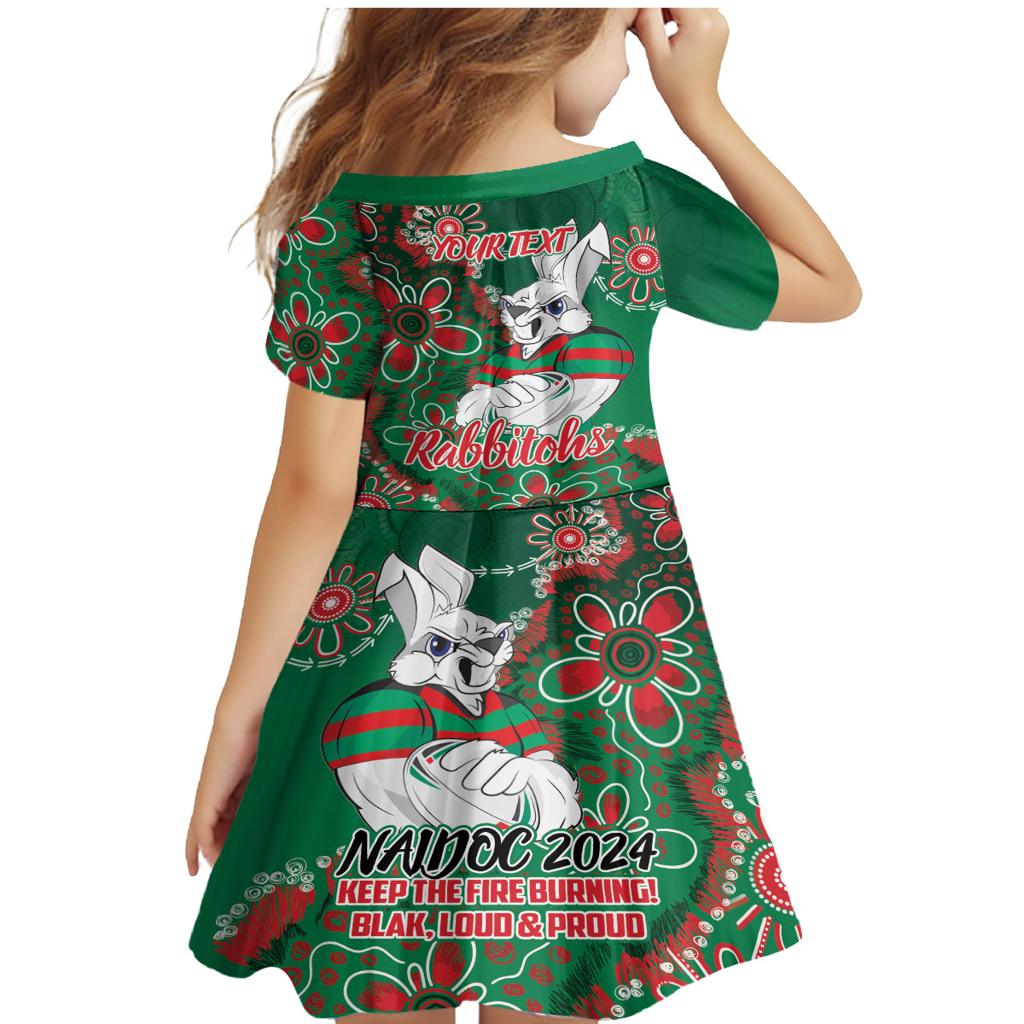 Personalised Rabbitohs NAIDOC Week 2024 Family Matching Mermaid Dress and Hawaiian Shirt Aboriginal Fire Burning Sparks