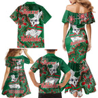 Personalised Rabbitohs NAIDOC Week 2024 Family Matching Mermaid Dress and Hawaiian Shirt Aboriginal Fire Burning Sparks