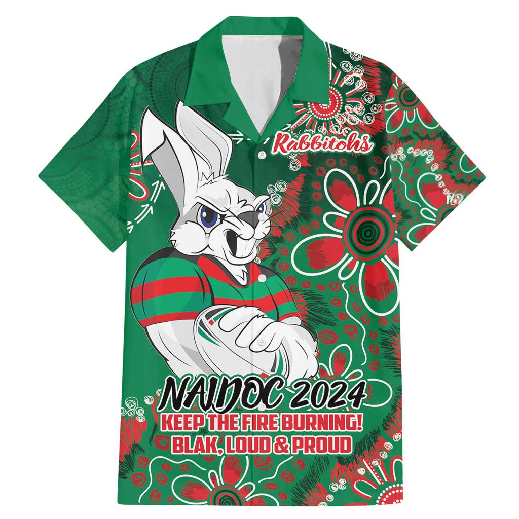 Personalised Rabbitohs NAIDOC Week 2024 Family Matching Mermaid Dress and Hawaiian Shirt Aboriginal Fire Burning Sparks