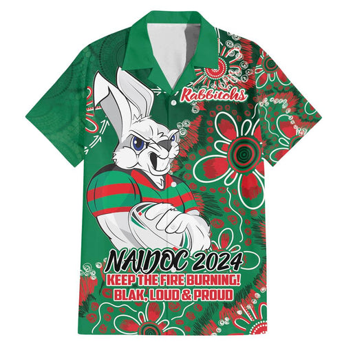 Personalised Rabbitohs NAIDOC Week 2024 Family Matching Mermaid Dress and Hawaiian Shirt Aboriginal Fire Burning Sparks