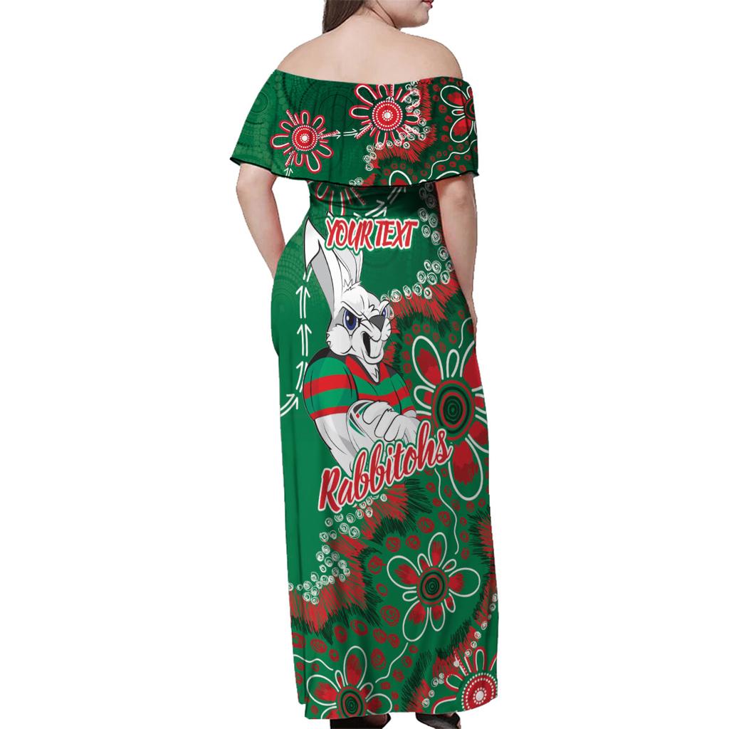 Personalised Rabbitohs NAIDOC Week 2024 Family Matching Off Shoulder Maxi Dress and Hawaiian Shirt Aboriginal Fire Burning Sparks