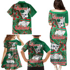 Personalised Rabbitohs NAIDOC Week 2024 Family Matching Puletasi and Hawaiian Shirt Aboriginal Fire Burning Sparks