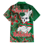 Personalised Rabbitohs NAIDOC Week 2024 Family Matching Puletasi and Hawaiian Shirt Aboriginal Fire Burning Sparks