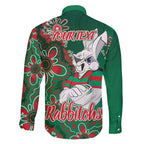 Personalised Rabbitohs NAIDOC Week 2024 Family Matching Puletasi and Hawaiian Shirt Aboriginal Fire Burning Sparks