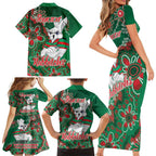 Personalised Rabbitohs NAIDOC Week 2024 Family Matching Short Sleeve Bodycon Dress and Hawaiian Shirt Aboriginal Fire Burning Sparks