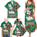 Personalised Rabbitohs NAIDOC Week 2024 Family Matching Summer Maxi Dress and Hawaiian Shirt Aboriginal Fire Burning Sparks